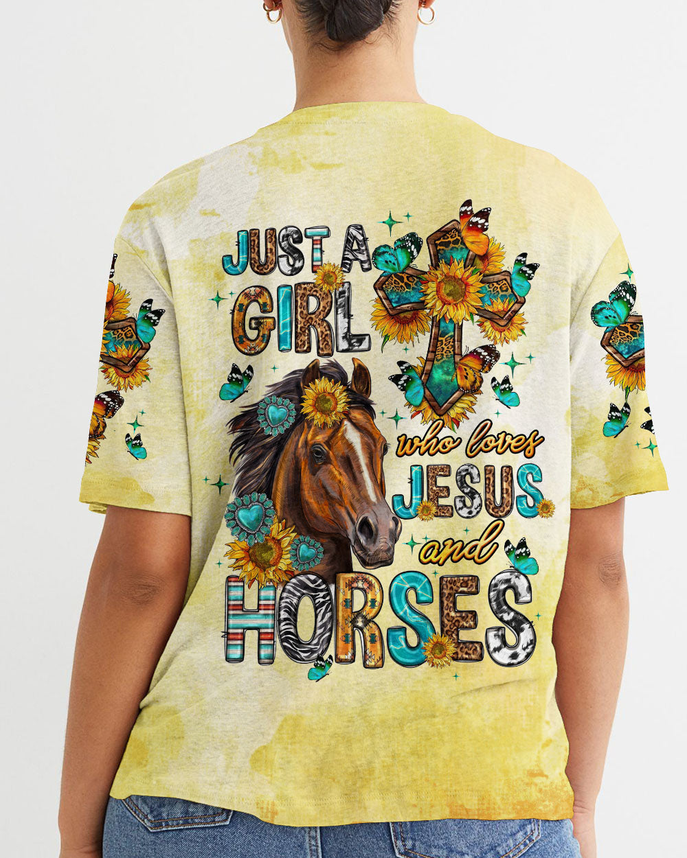 Just A Girl Who Loves Jesus And Horses Women's All Over Print Shirt - Tltw0807236, easychoo.com