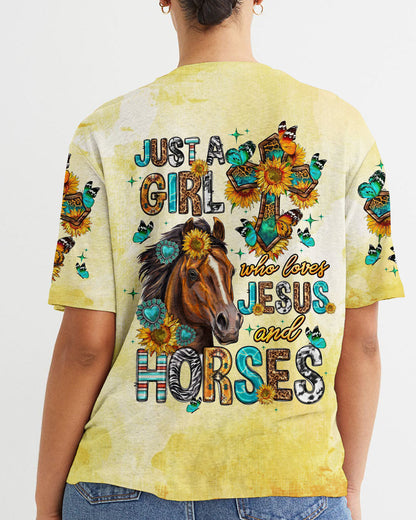 Just A Girl Who Loves Jesus And Horses Women's All Over Print Shirt - Tltw0807236, easychoo.com