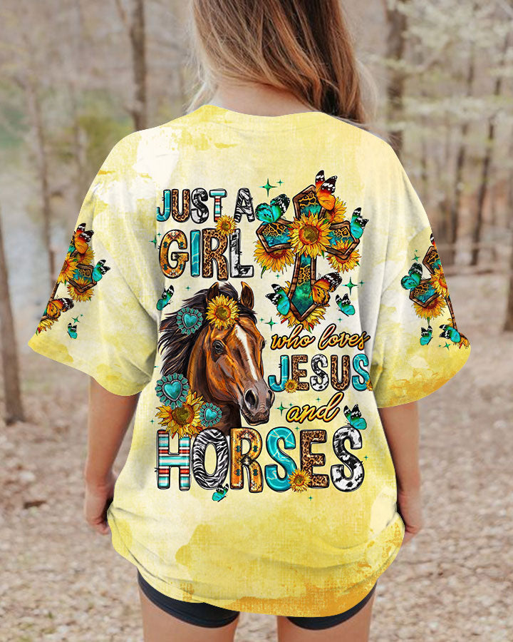 Just A Girl Who Loves Jesus And Horses Women's All Over Print Shirt - Tltw0807236, easychoo.com
