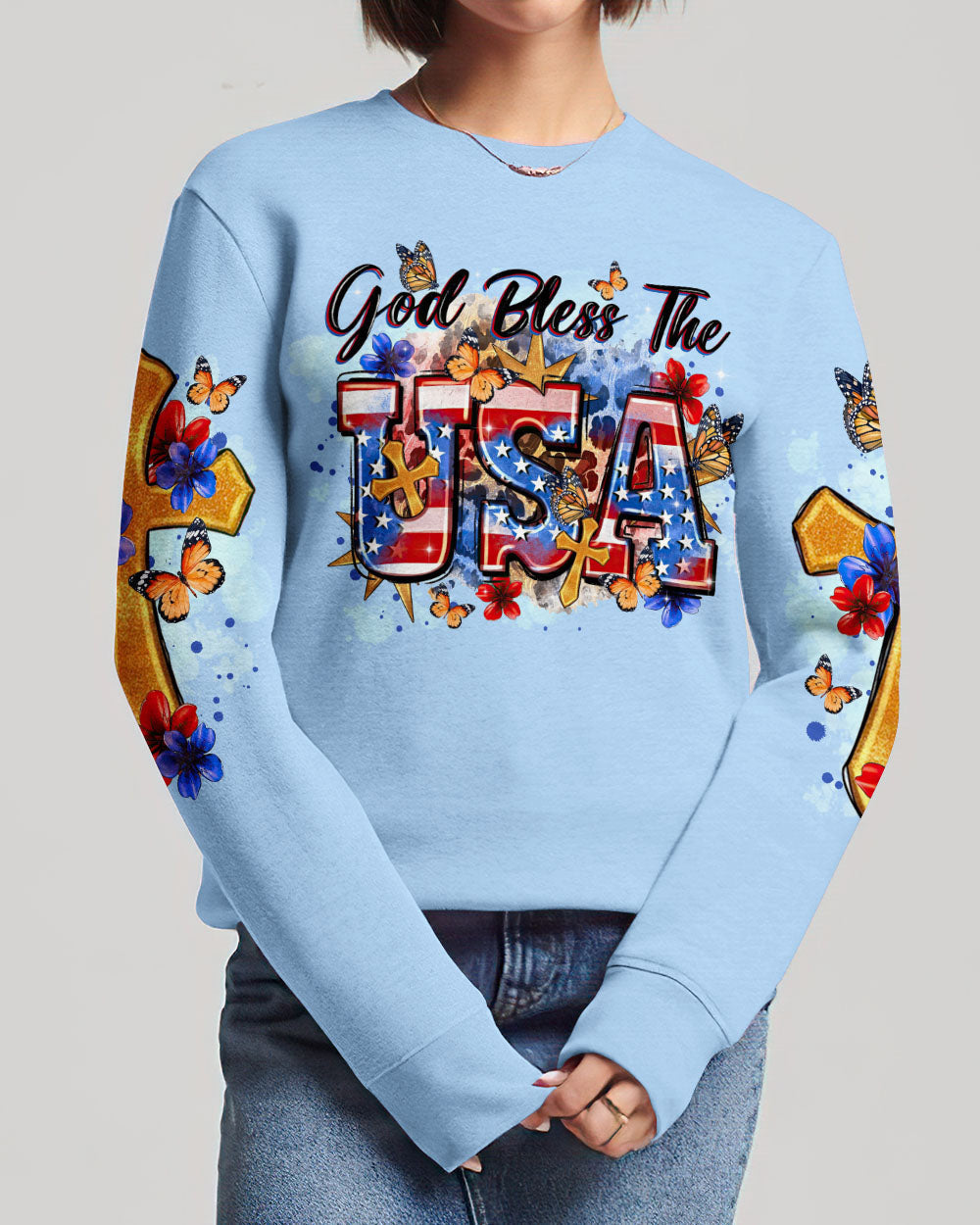 God Bless The USA Women's All Over Print Shirt - Tltr1509233, easychoo.com