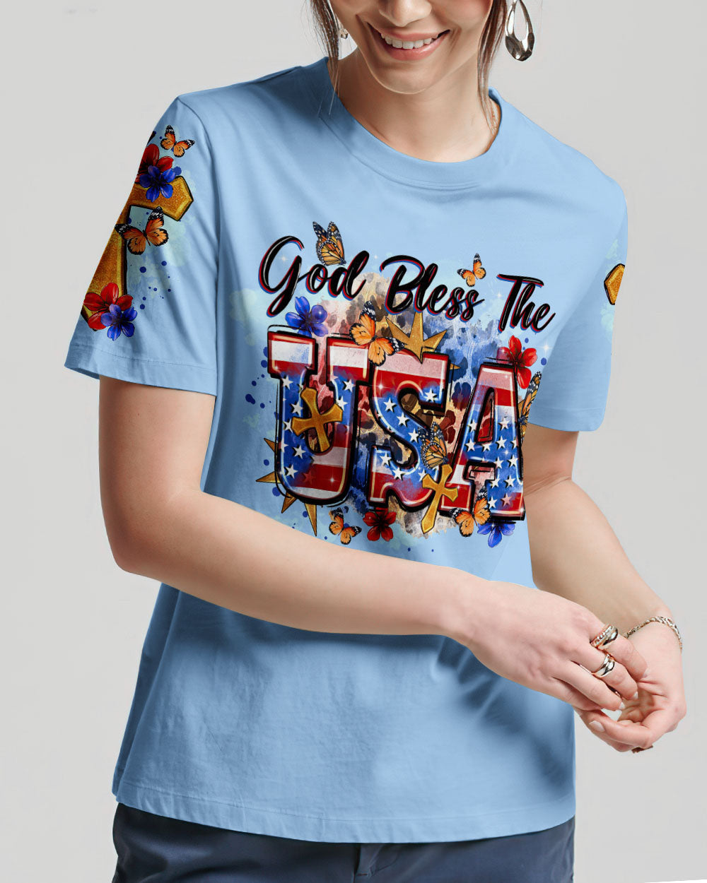 God Bless The USA Women's All Over Print Shirt - Tltr1509233, easychoo.com