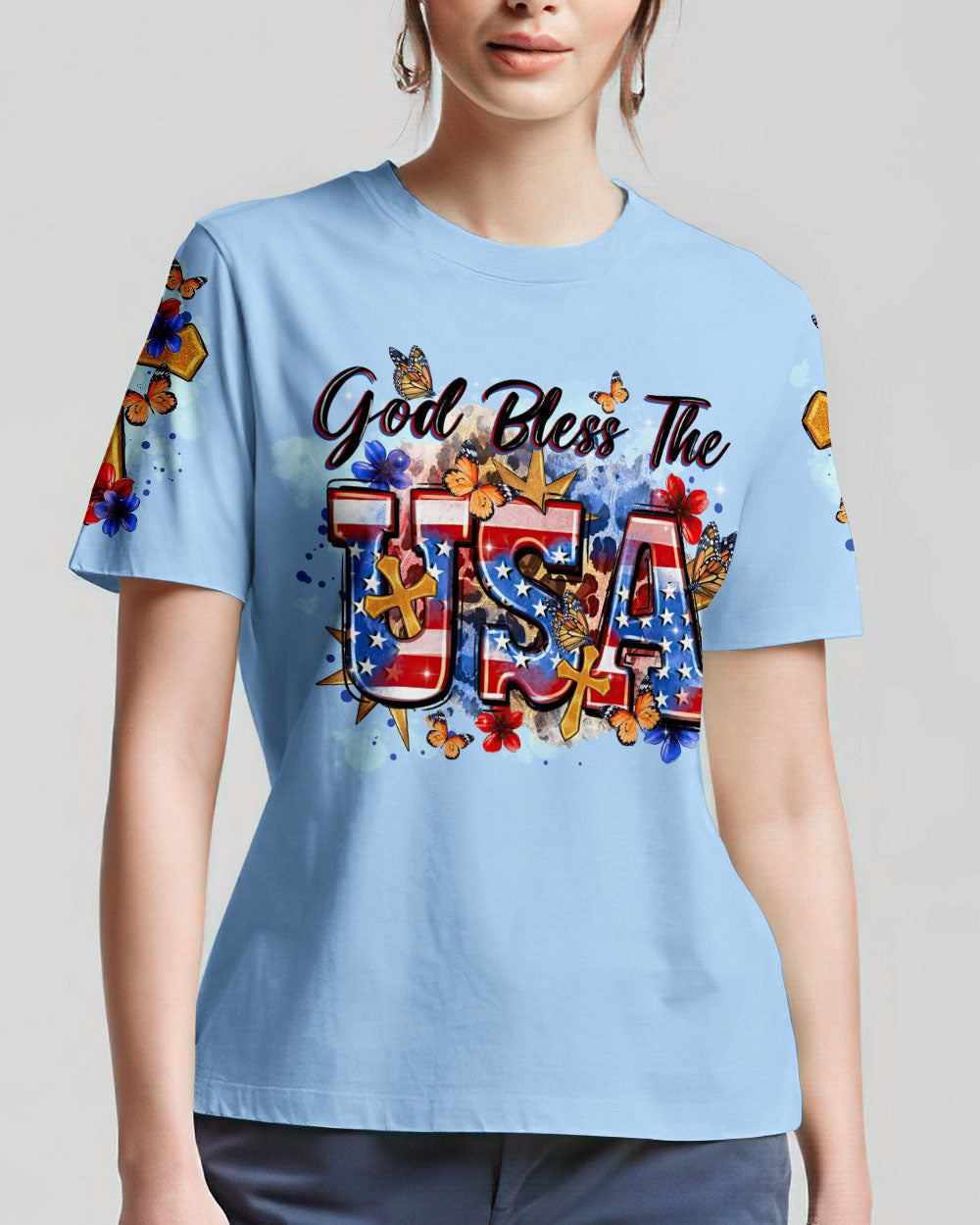 God Bless The USA Women's All Over Print Shirt - Tltr1509233, easychoo.com