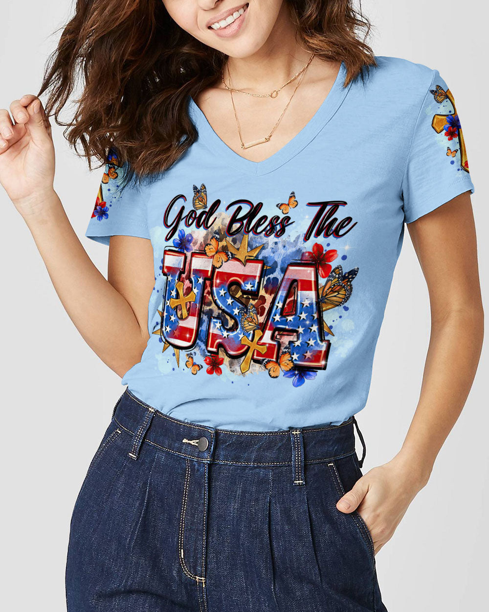 God Bless The USA Women's All Over Print Shirt - Tltr1509233, easychoo.com