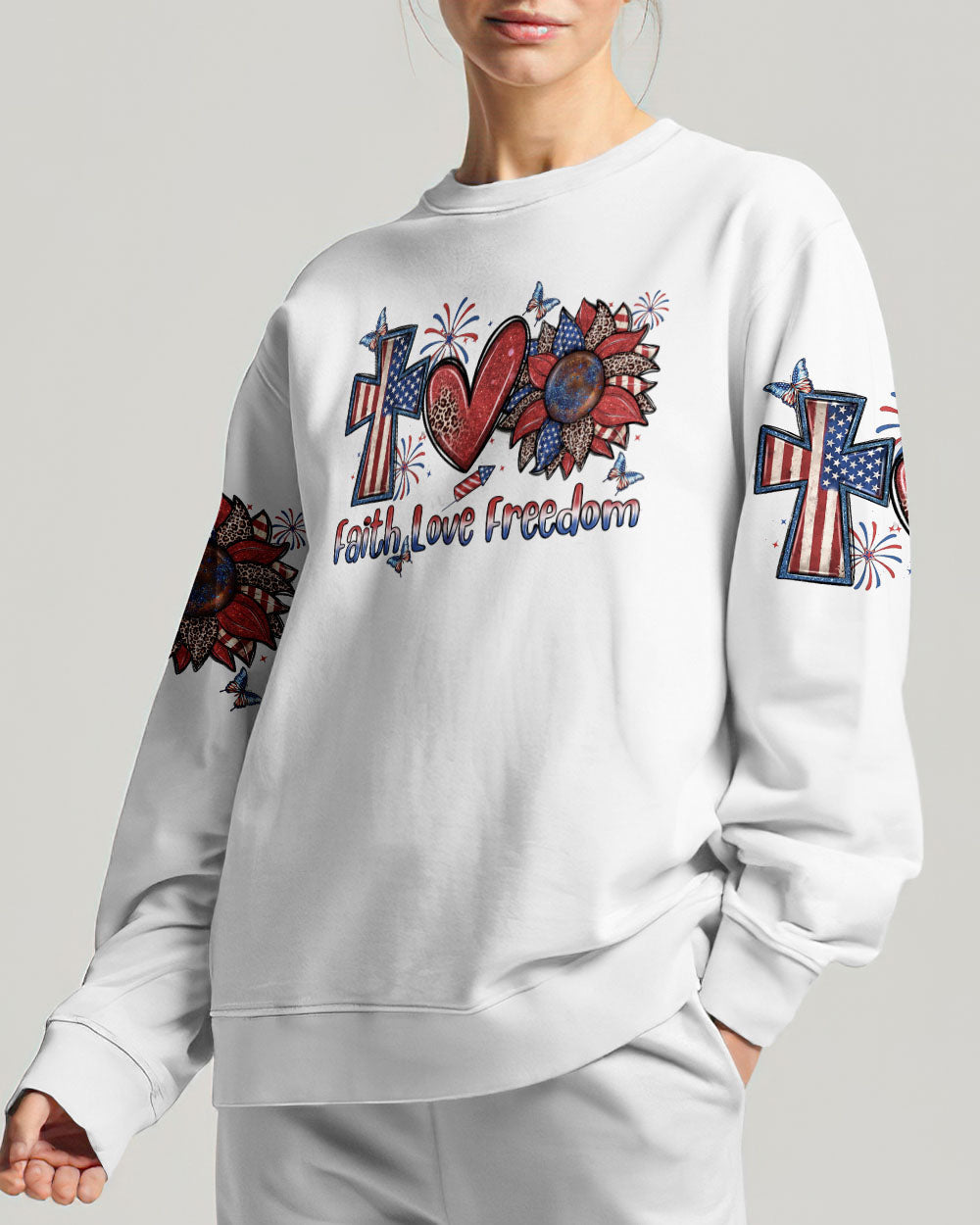 She Loves Jesus and America Women's All Over Print Shirt - Yhln0307234, easychoo.com