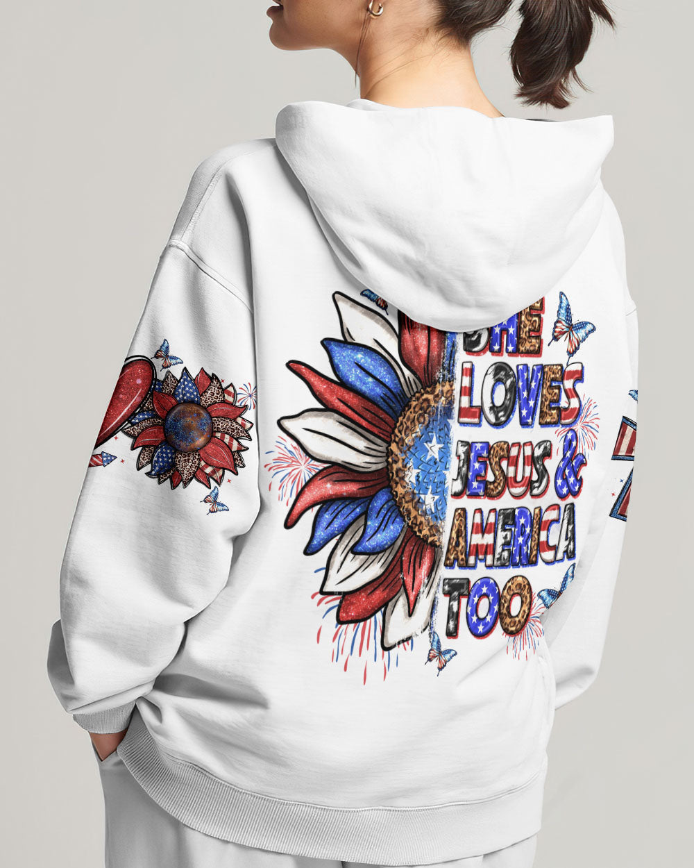 She Loves Jesus and America Women's All Over Print Shirt - Yhln0307234, easychoo.com