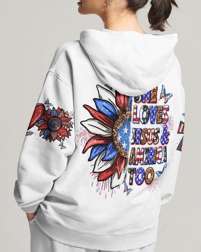 She Loves Jesus and America Women's All Over Print Shirt - Yhln0307234, easychoo.com