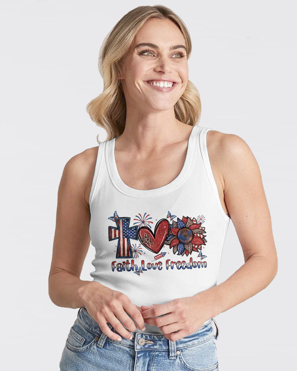 She Loves Jesus and America Women's All Over Print Shirt - Yhln0307234, easychoo.com