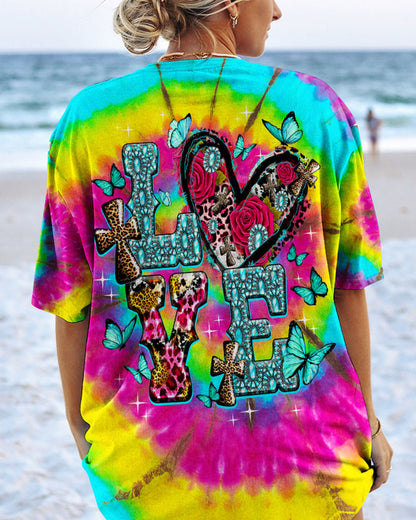 Love Cross Tie Dye Women's All Over Print Shirt - Ty1007232, easychoo.com