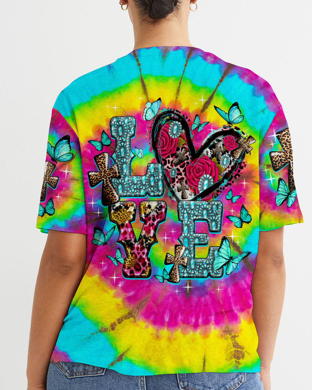 Love Cross Tie Dye Women's All Over Print Shirt - Ty1007232, easychoo.com