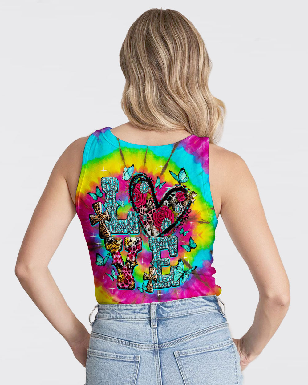 Love Cross Tie Dye Women's All Over Print Shirt - Ty1007232, easychoo.com