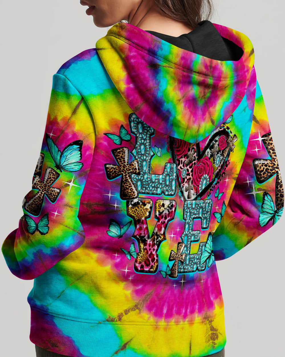 Love Cross Tie Dye Women's All Over Print Shirt - Ty1007232, easychoo.com