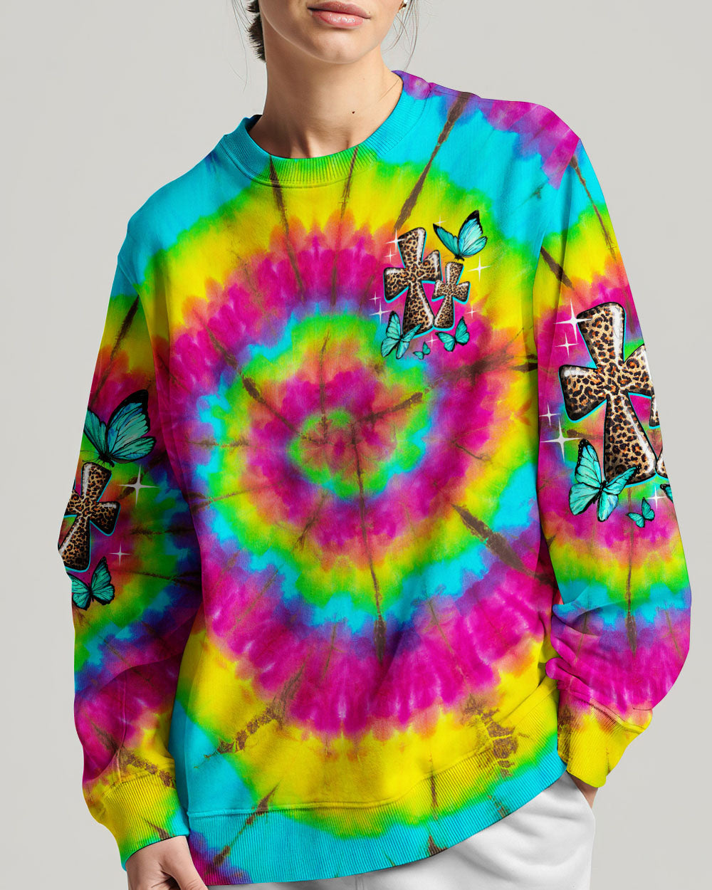 Love Cross Tie Dye Women's All Over Print Shirt - Ty1007232, easychoo.com