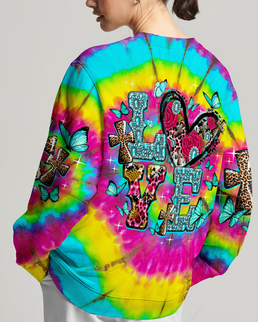 Love Cross Tie Dye Women's All Over Print Shirt - Ty1007232, easychoo.com