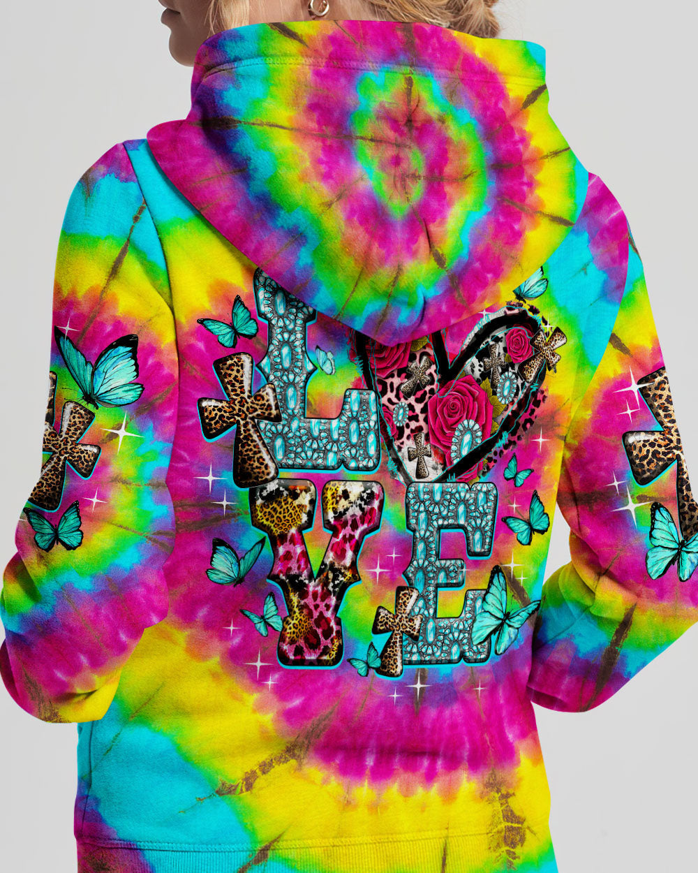 Love Cross Tie Dye Women's All Over Print Shirt - Ty1007232, easychoo.com