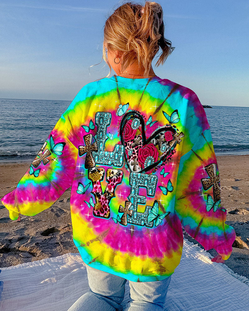 Love Cross Tie Dye Women's All Over Print Shirt - Ty1007232, easychoo.com