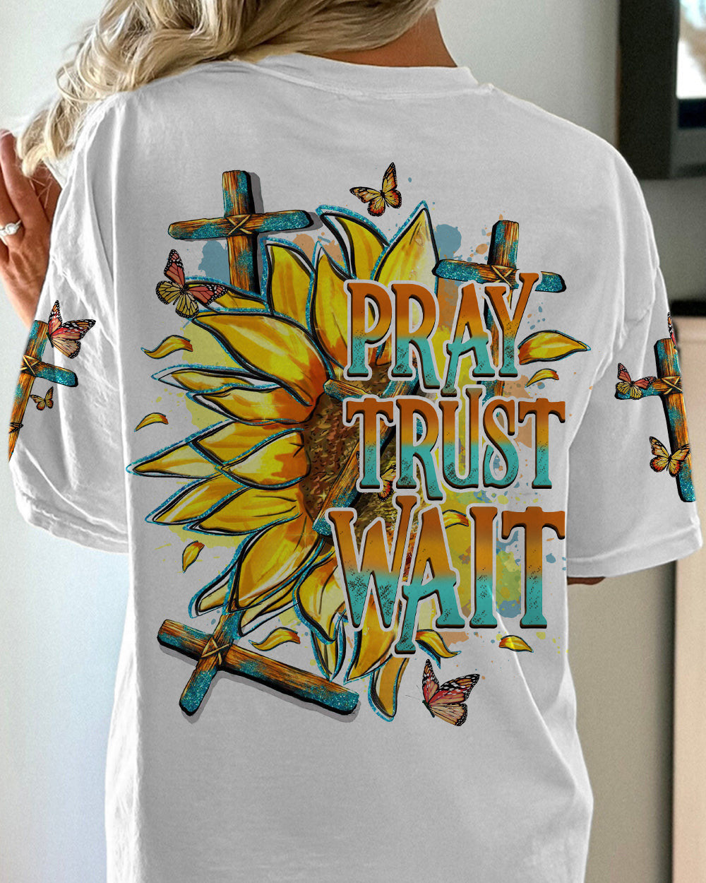 Pray Trust Wait Women's All Over Print Shirt - Tytd1007233, easychoo.com