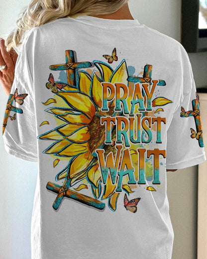 Pray Trust Wait Women's All Over Print Shirt - Tytd1007233, easychoo.com
