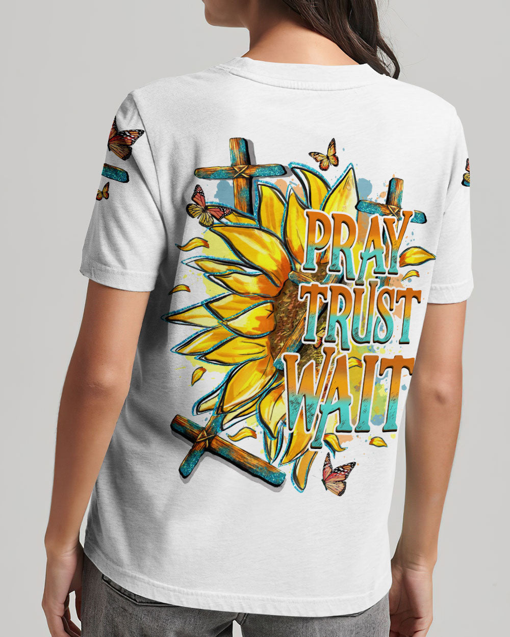Pray Trust Wait Women's All Over Print Shirt - Tytd1007233, easychoo.com