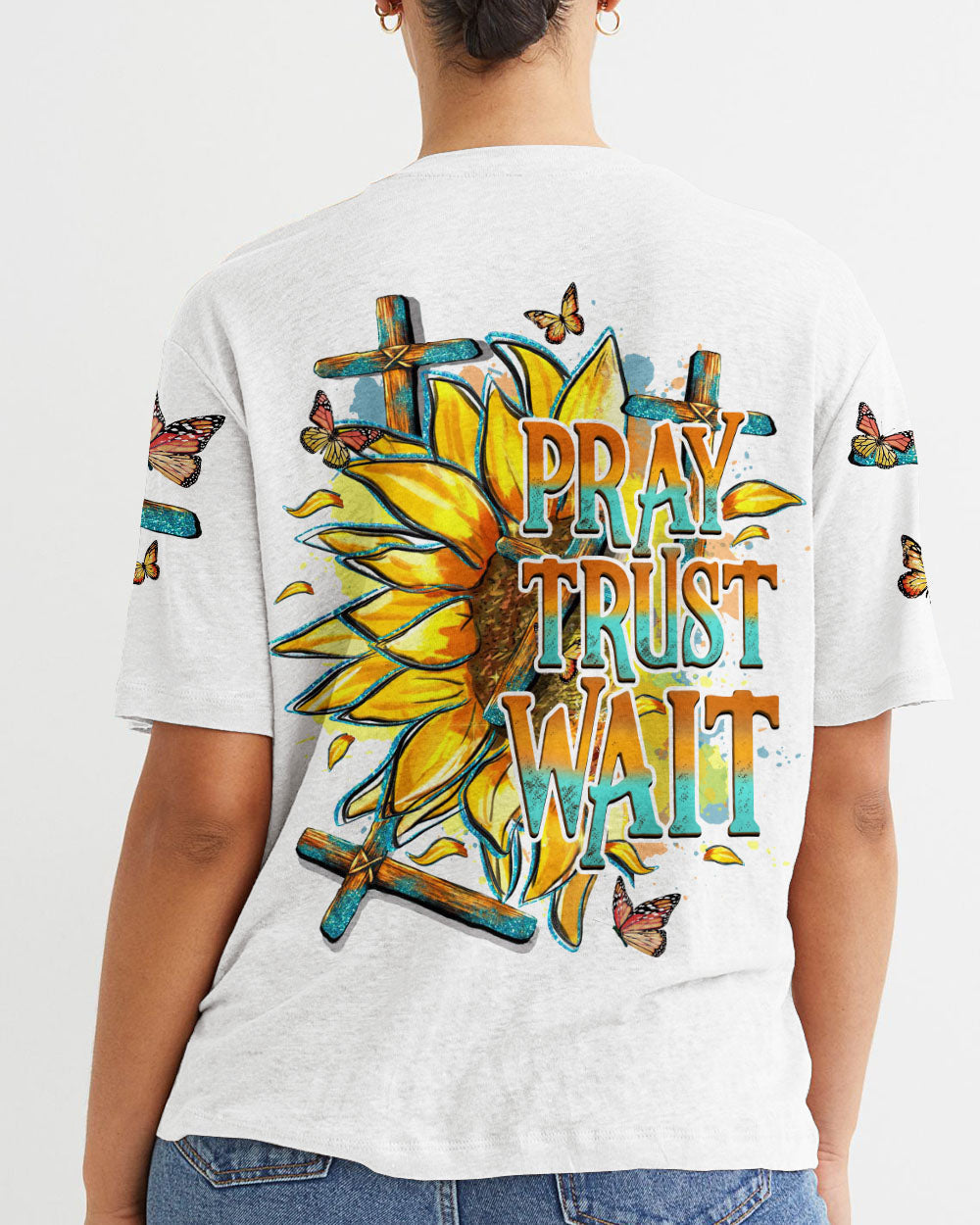 Pray Trust Wait Women's All Over Print Shirt - Tytd1007233, easychoo.com
