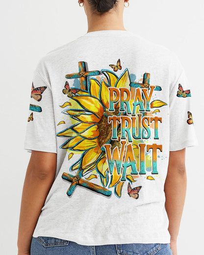 Pray Trust Wait Women's All Over Print Shirt - Tytd1007233, easychoo.com