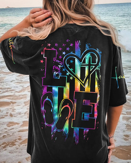 Love Faith Tie Dye Flag Women's All Over Print Shirt - Ty2506237, easychoo.com