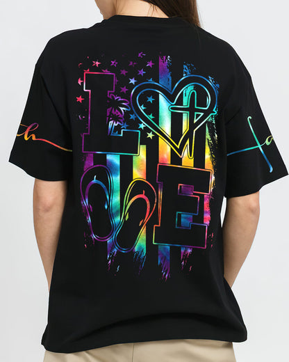 Love Faith Tie Dye Flag Women's All Over Print Shirt - Ty2506237, easychoo.com