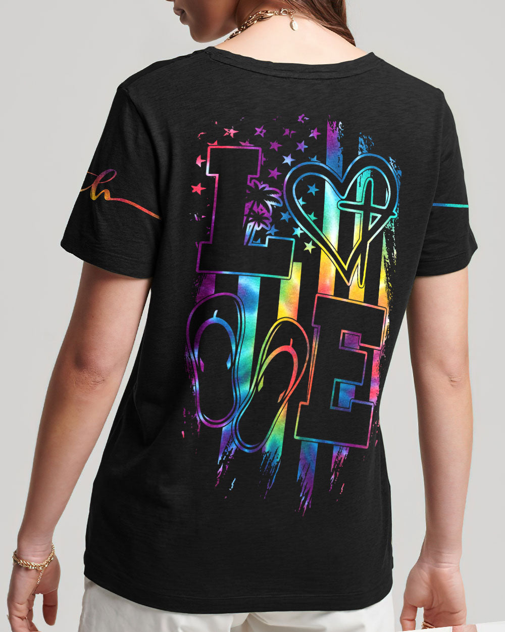 Love Faith Tie Dye Flag Women's All Over Print Shirt - Ty2506237, easychoo.com