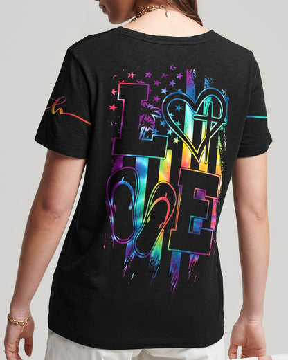 Love Faith Tie Dye Flag Women's All Over Print Shirt - Ty2506237, easychoo.com