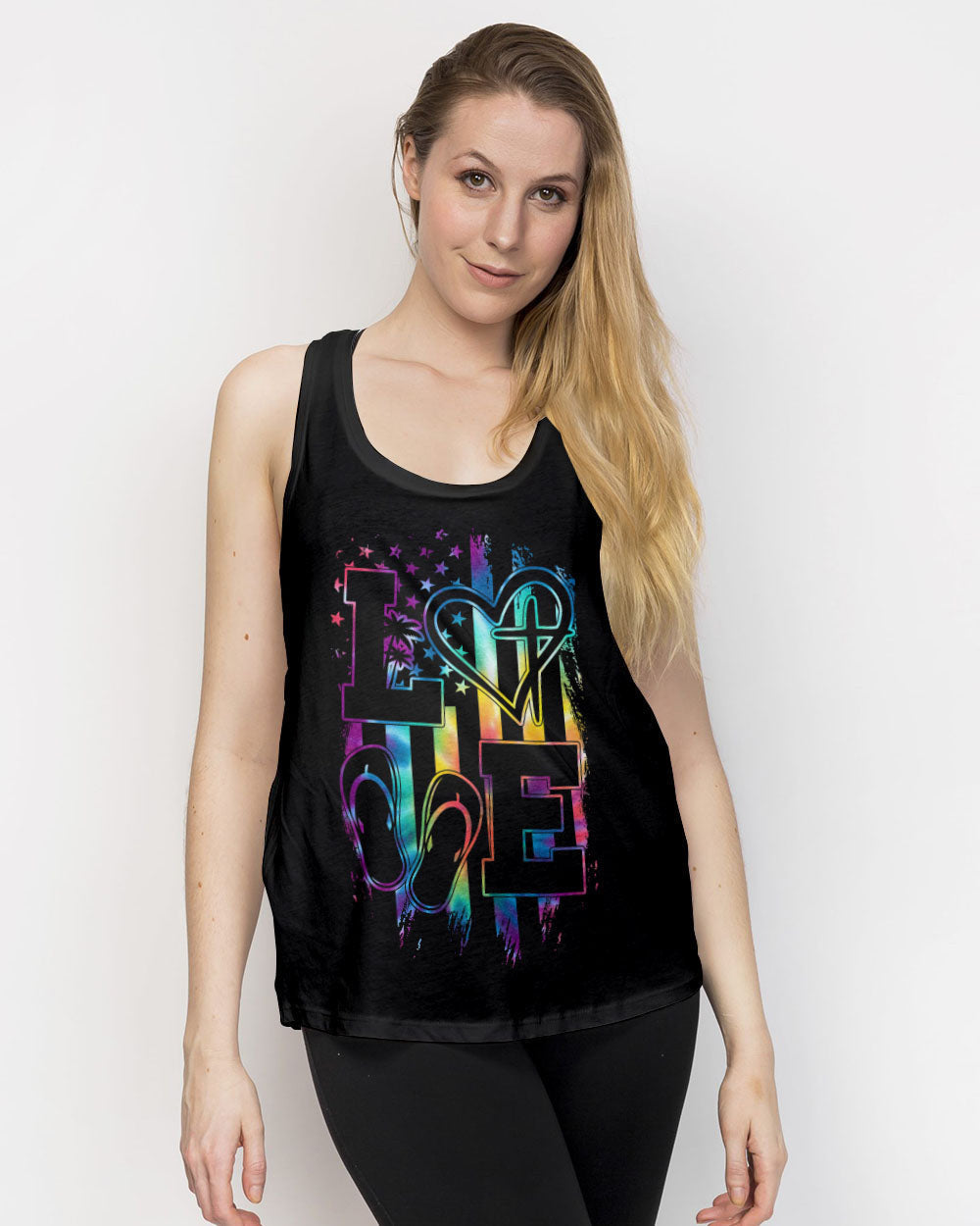 Love Faith Tie Dye Flag Women's All Over Print Shirt - Ty2506237, easychoo.com