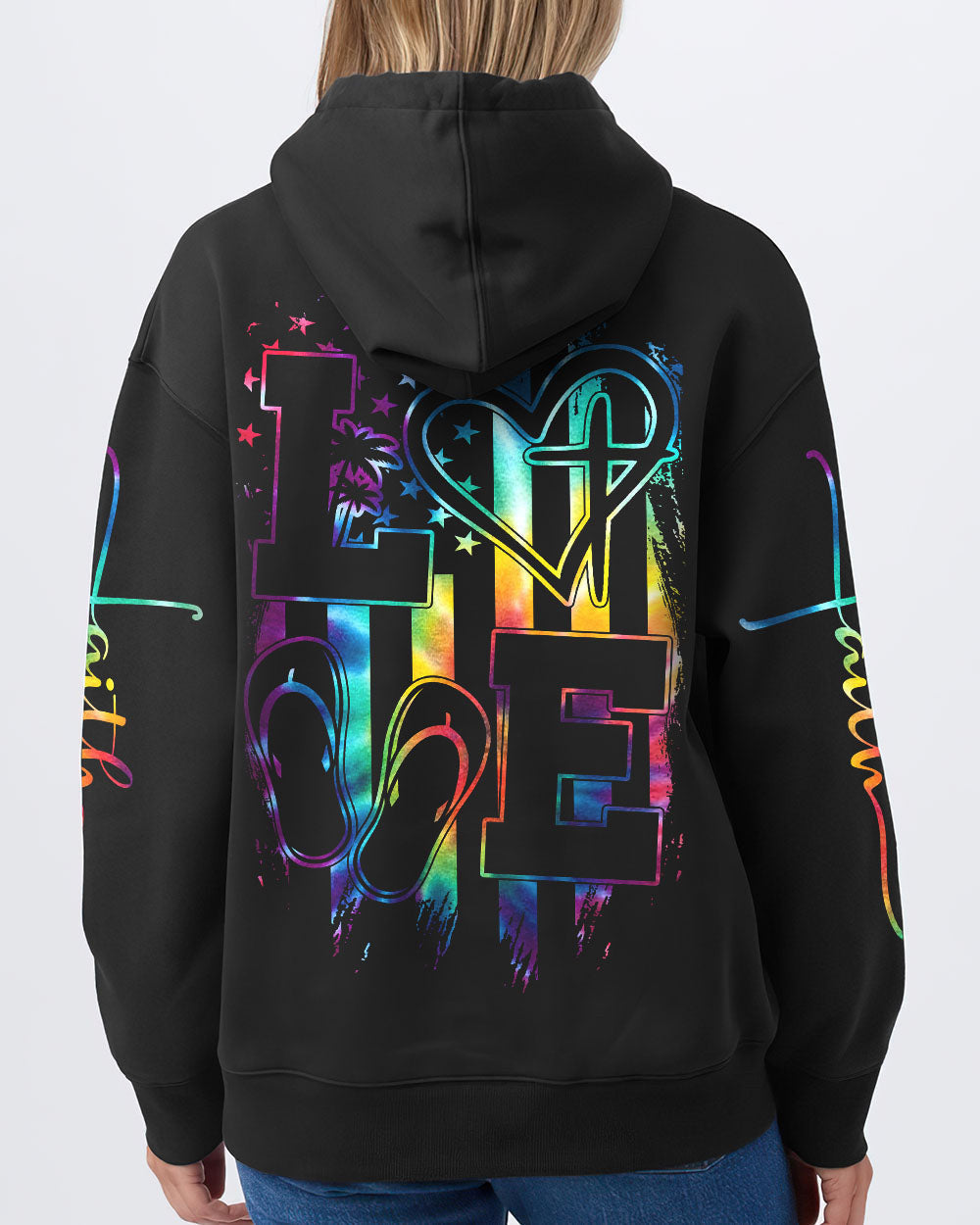 Love Faith Tie Dye Flag Women's All Over Print Shirt - Ty2506237, easychoo.com