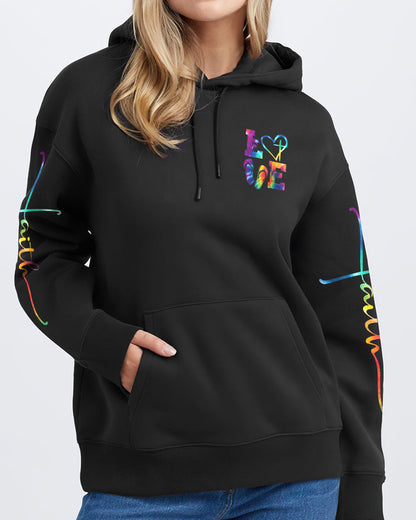 Love Faith Tie Dye Flag Women's All Over Print Shirt - Ty2506237, easychoo.com
