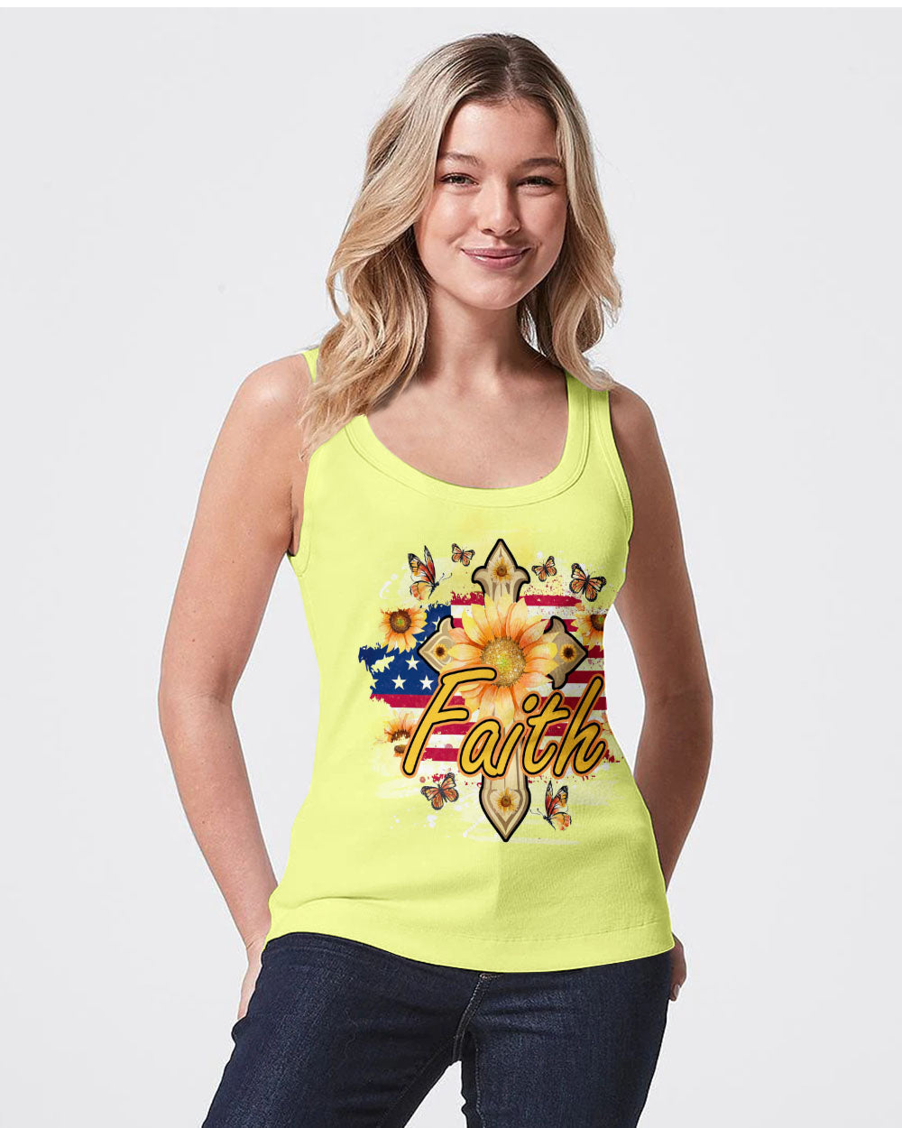 Faith Sunflower Flag Women's All Over Print Shirt - Tlno1708232, easychoo.com