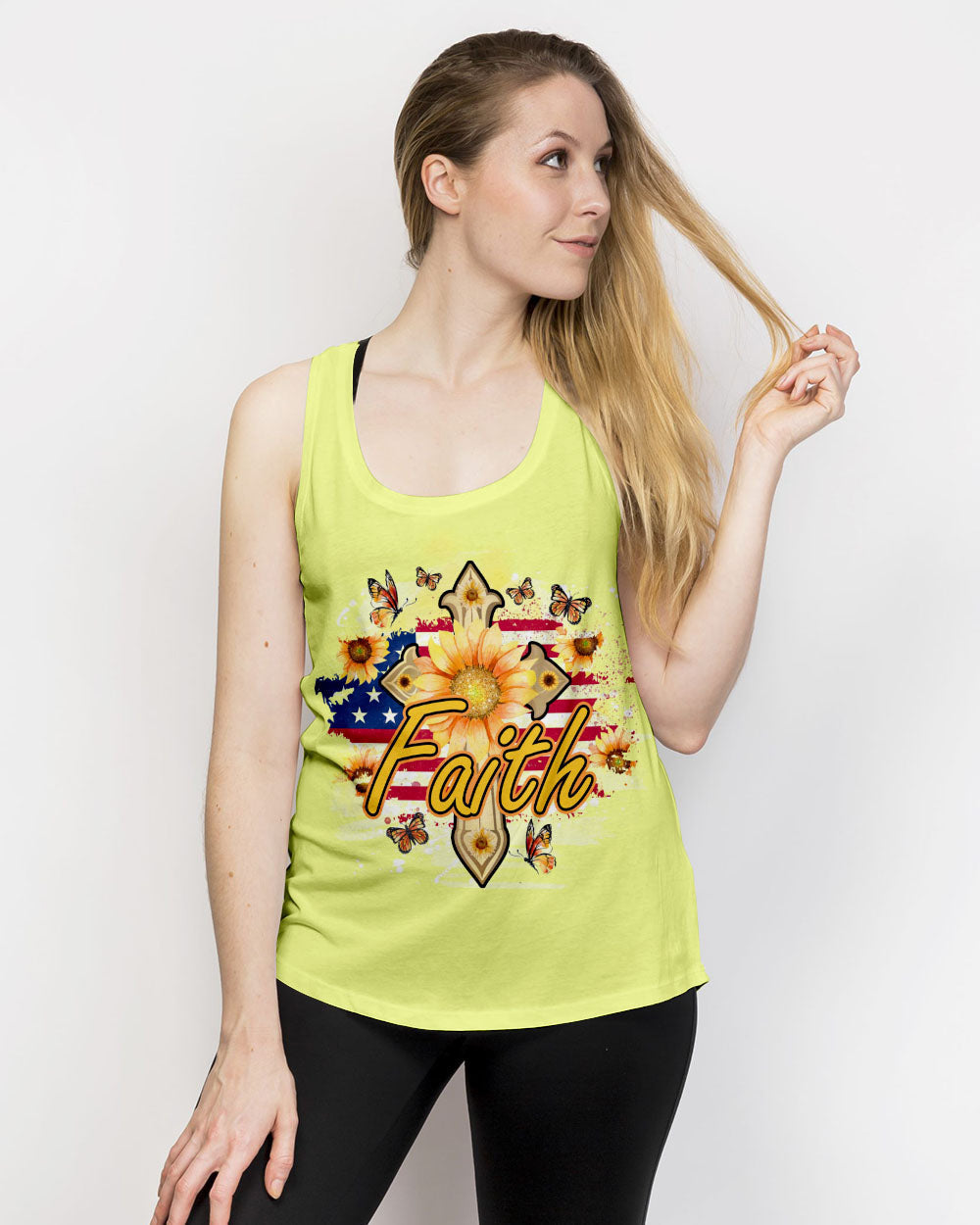 Faith Sunflower Flag Women's All Over Print Shirt - Tlno1708232, easychoo.com