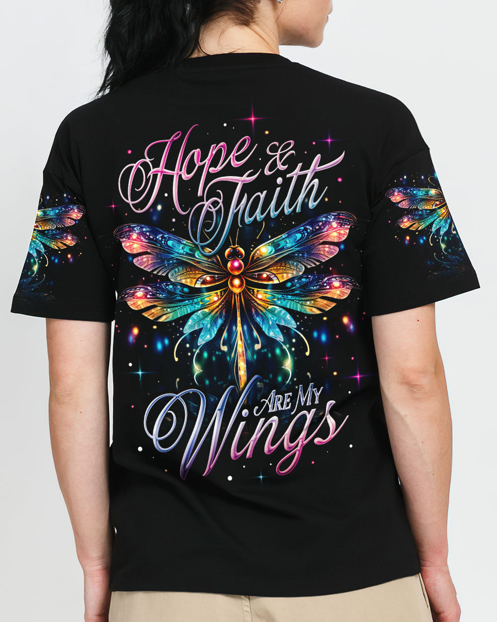 Hope And Faith Are My Wings Dragonfly Women's All Over Print Shirt - Ty0307232, easychoo.com