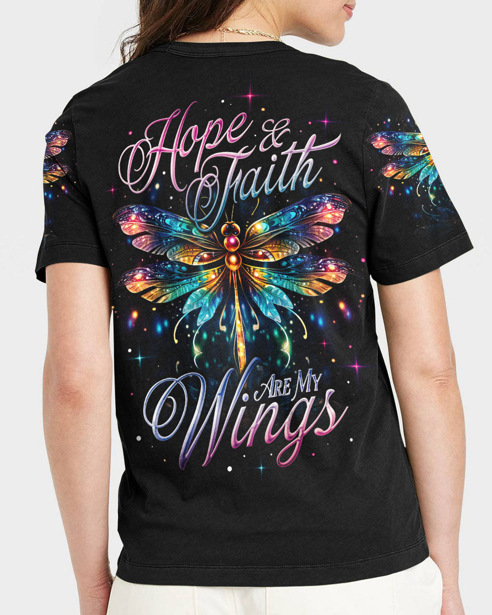 Hope And Faith Are My Wings Dragonfly Women's All Over Print Shirt - Ty0307232, easychoo.com