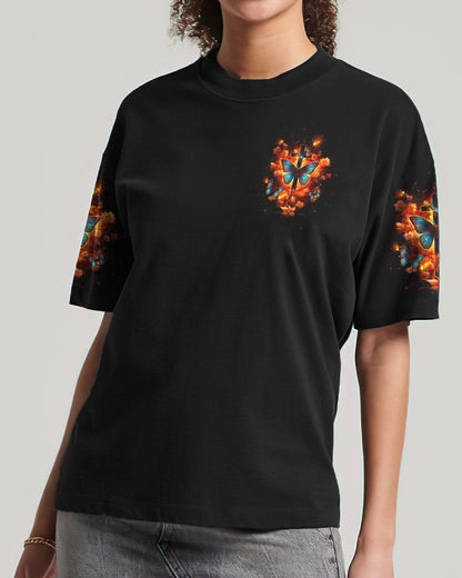 I Can Do All Things Through Christ Butterfly Cross Women's All Over Print Shirt - Tltw1410234, easychoo.com