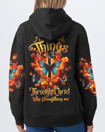 I Can Do All Things Through Christ Butterfly Cross Women's All Over Print Shirt - Tltw1410234, easychoo.com