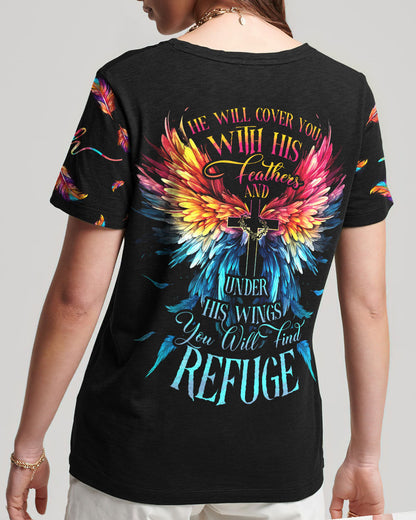 He Will Cover You With His Feathers Women's All Over Print Shirt - Tytd0507232, easychoo.com