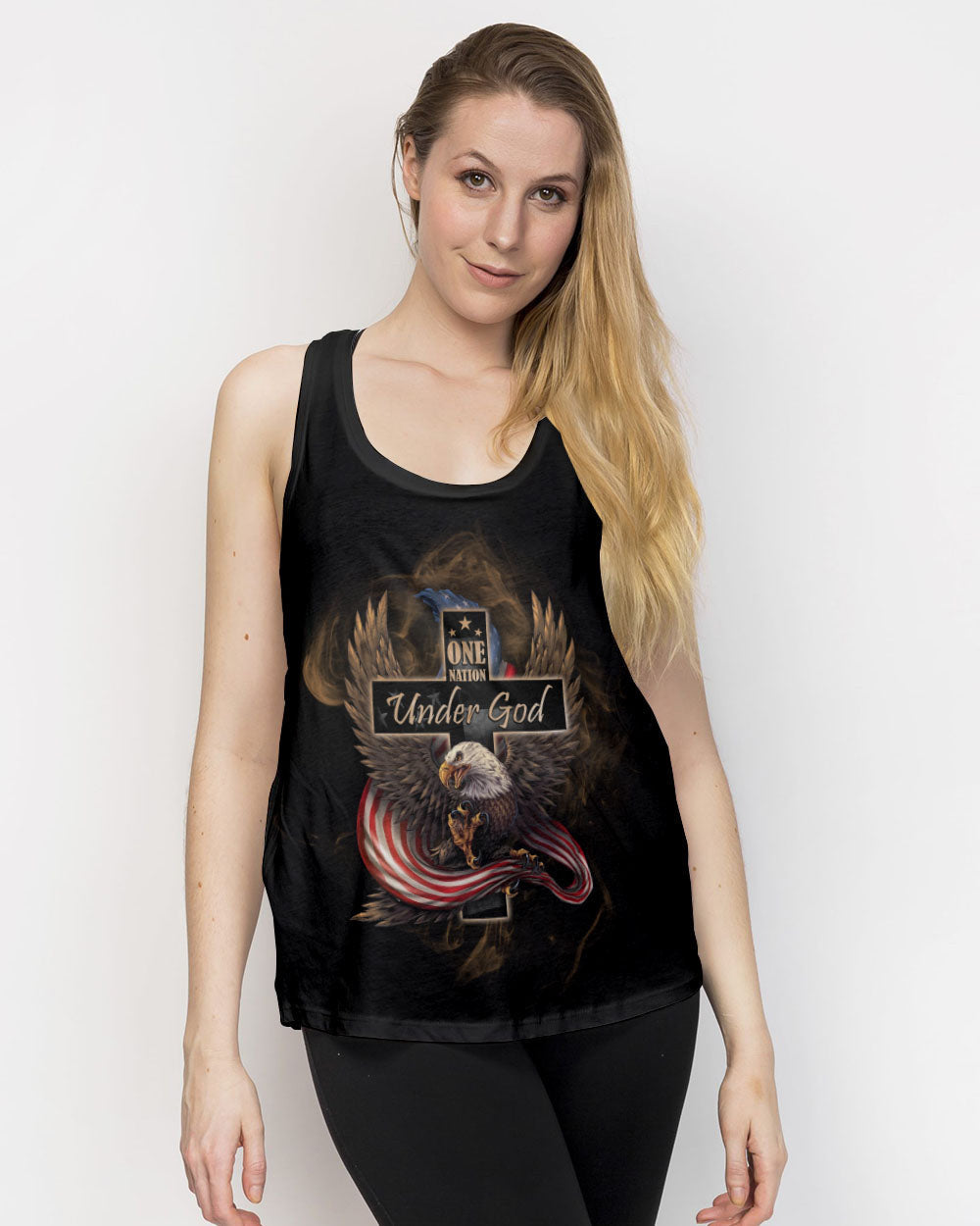 One Nation Under God Eagle Flag Vintage Women's All Over Print Shirt - Ri2506233, easychoo.com