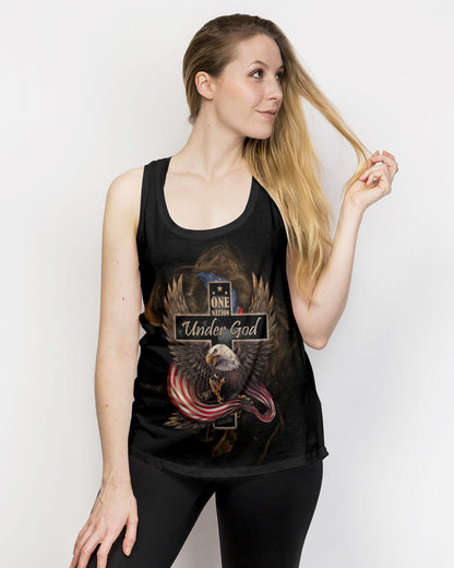 One Nation Under God Eagle Flag Vintage Women's All Over Print Shirt - Ri2506233, easychoo.com