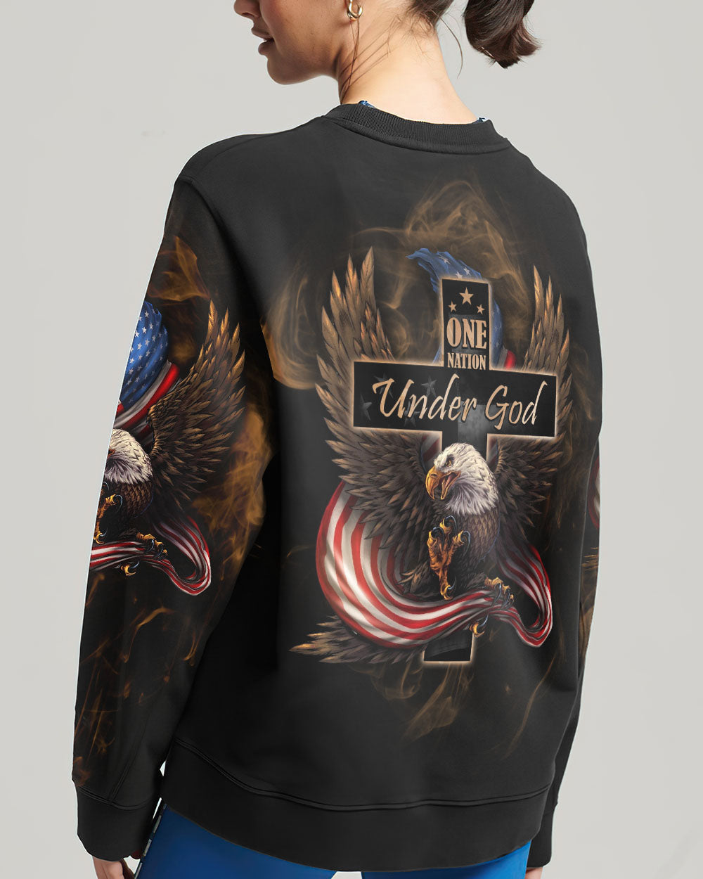 One Nation Under God Eagle Flag Vintage Women's All Over Print Shirt - Ri2506233, easychoo.com