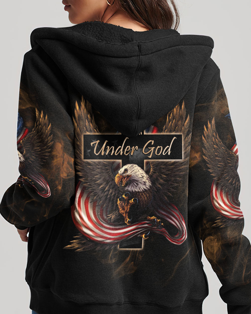 One Nation Under God Eagle Flag Vintage Women's All Over Print Shirt - Ri2506233, easychoo.com