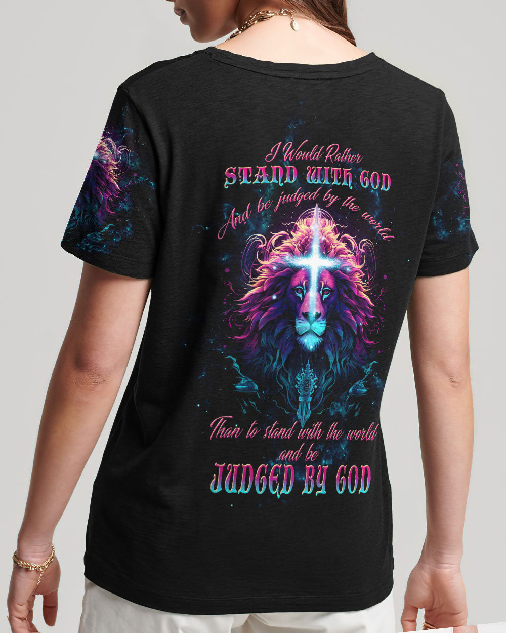 I Would Rather Stand With God Lion Women's All Over Print Shirt - Tltw1809233, easychoo.com