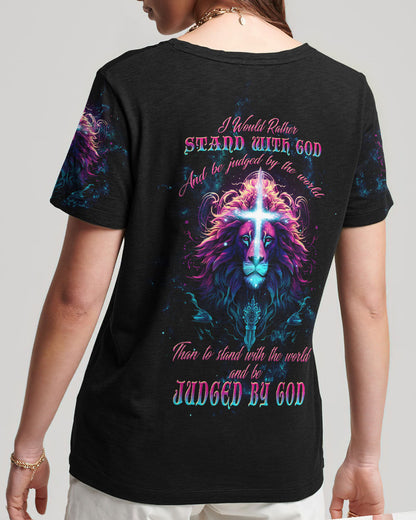 I Would Rather Stand With God Lion Women's All Over Print Shirt - Tltw1809233, easychoo.com