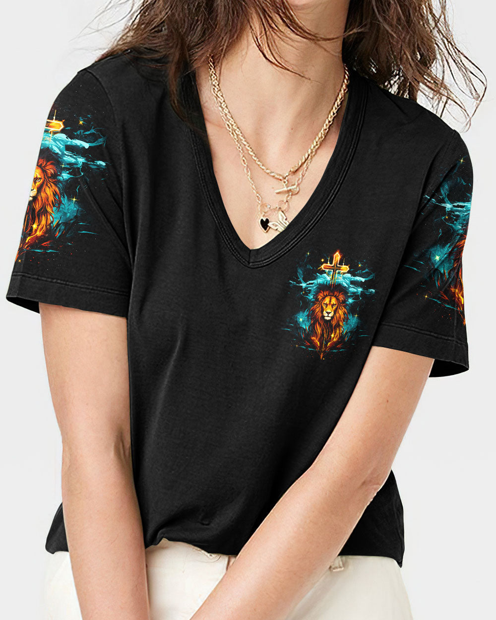 Be Strong In The Lord Lion Women's All Print Shirt - Tyqy0610232, easychoo.com