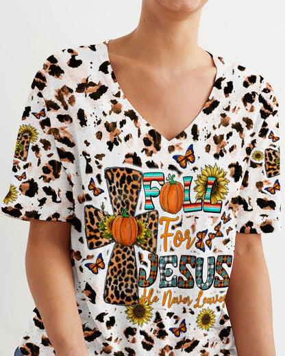 Fall For Jesus Autumn Leopard Women's All Over Print Shirt - Tltw0308234, easychoo.com