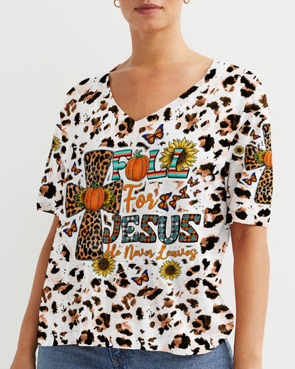 Fall For Jesus Autumn Leopard Women's All Over Print Shirt - Tltw0308234, easychoo.com