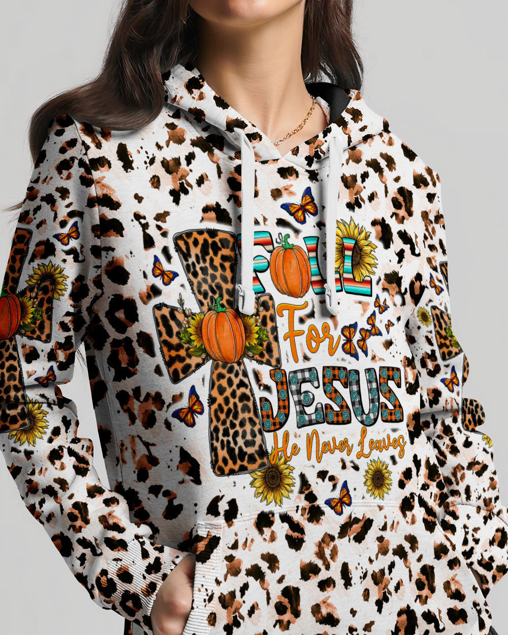 Fall For Jesus Autumn Leopard Women's All Over Print Shirt - Tltw0308234, easychoo.com