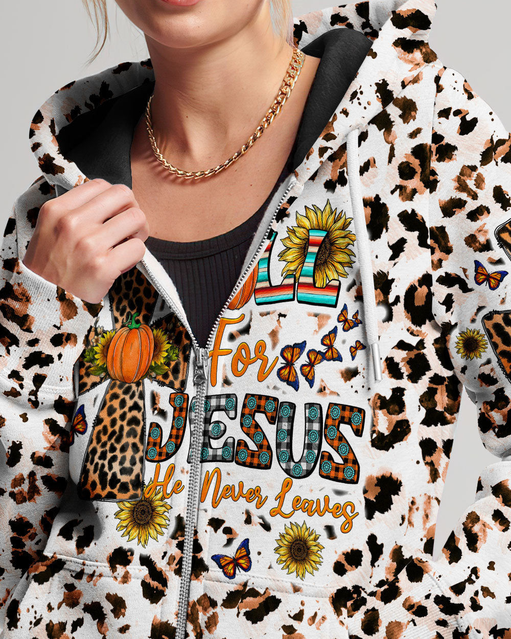 Fall For Jesus Autumn Leopard Women's All Over Print Shirt - Tltw0308234, easychoo.com