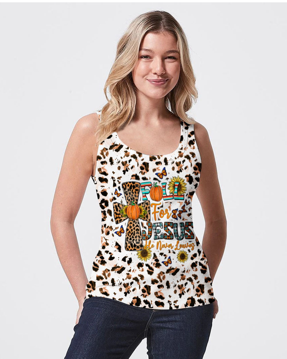 Fall For Jesus Autumn Leopard Women's All Over Print Shirt - Tltw0308234, easychoo.com